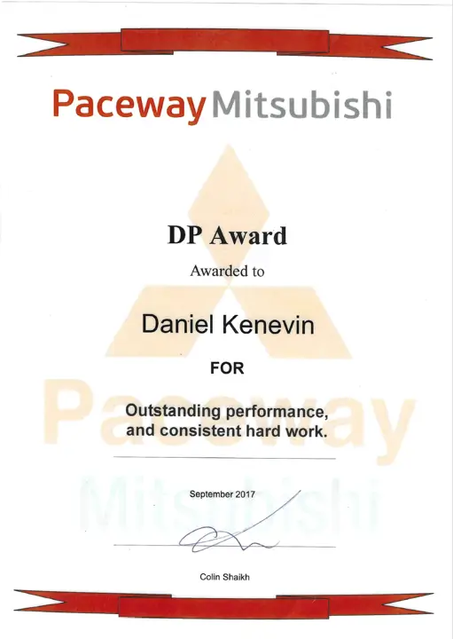 Daniel K Mitsubishi DP Award